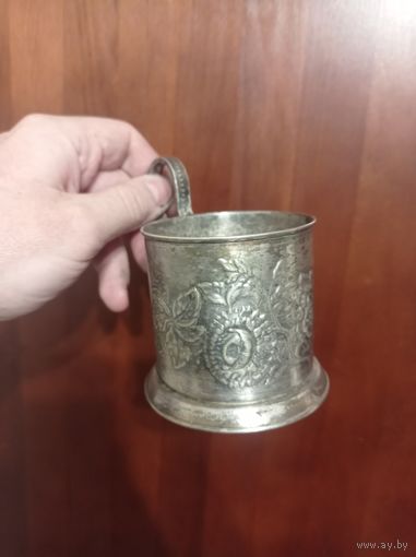 Подстаканник СССР, Мельхиор, Цветы