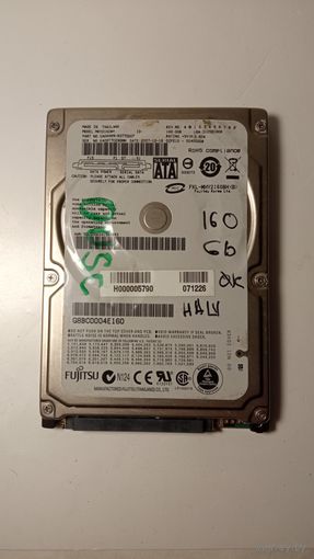 Жёсткий диск винчестер HDD SATA 2,5" 160 гб