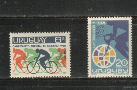 Уругвай-1969 (Мих.1136-1137) , **,  Спорт, , Велоспорт ,Велосипеды(полная серия)