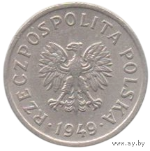Республика Польша. 10 грошей 1949. Медно - никелевый сплав. Нечастая.