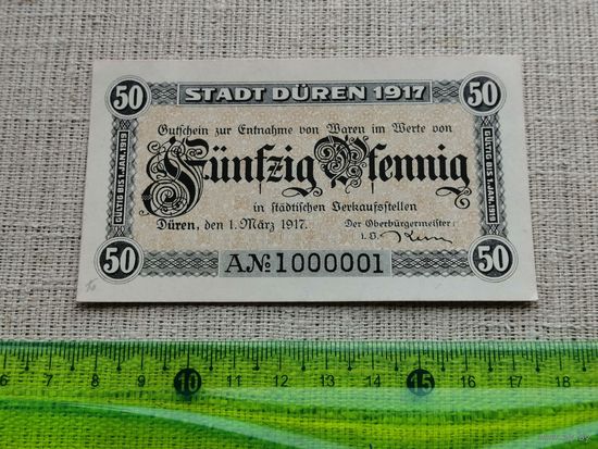 Германия-нотгельд   50  пфенингов  Duren 1917