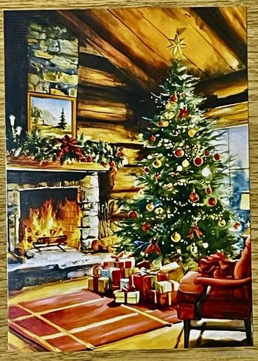 Открытка новогодняя чистая 10х15 см.