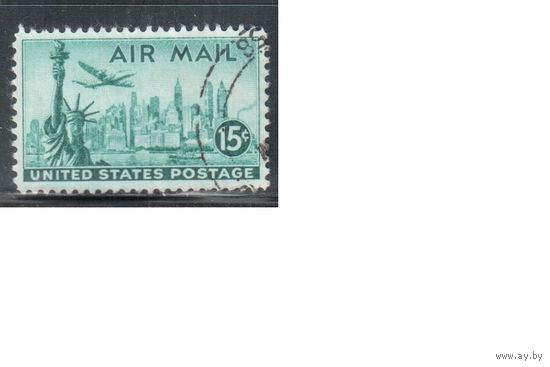 США-1947, (Мих.561), гаш.  , Авиапочта, Самолеты, Архитектура ,Статуя Свободы