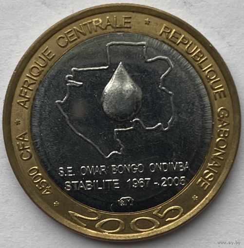 Габон 4500 франков 2005 г. Омар Бонго