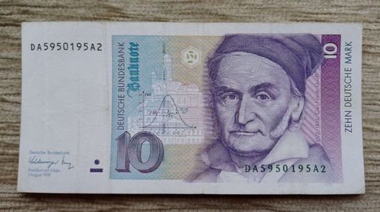 Werty71 Германия ФРГ 10 марок 1991 банкнота 1993