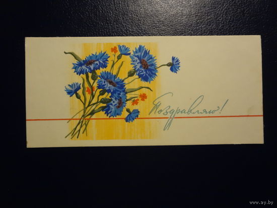 Поздравляю! Васильки. 1965 г. подписанная.