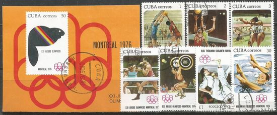 Куба. Олимпиада Монреаль'76. 1976г. Mi#2135-41+Бл47.