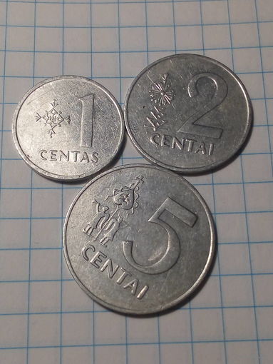 1.2.5 центов сборный лот Литва 1991 год.
