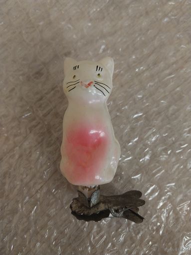 Старинная ёлочная игрушка кот.