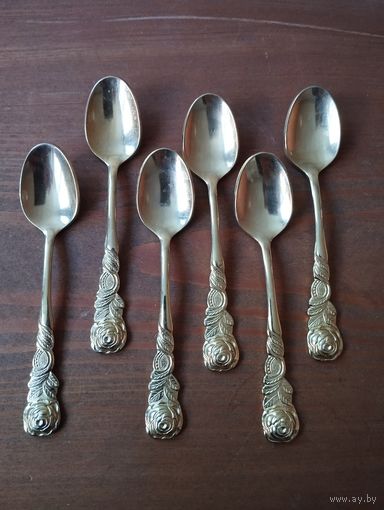 Ложки кофейные королевская Роза (полностью позолоченные). СССР