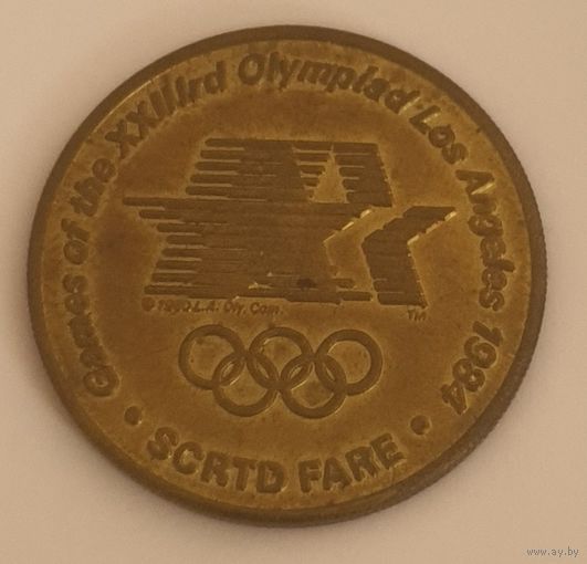 Жетон Олимпиада в Лос-Анджелесе. Хокей на траве.