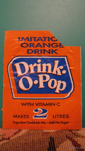 Этикетка от растворимого напитка Drink-O-Pop (апельсиновый).