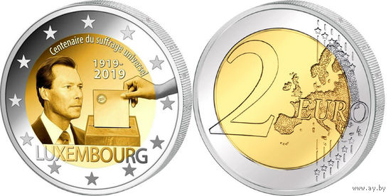 2 евро 2019 Люксембург Универсальное Избирательное право UNC из ролла