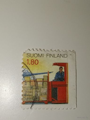 Финляндия 1988 марка номиналом 1,80 марки, посвященная почтовым услугам