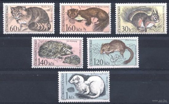 Ёж Дикие Животные Коты Фауна 1967 Чехословакия ЧССР MNH серия 6 м зуб