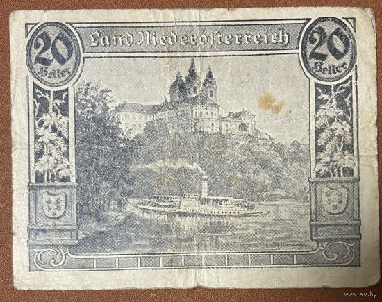 Нотгельд Австрия Ниедостерейх 20 геллеров 1920 год