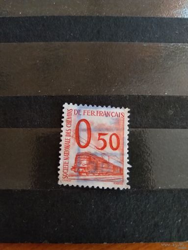 1960 Франция марка оплаты пересылки посылок (пакетов) по железной дороге поезд паровоз Ивер 36 оценка 12 евро (2-9)