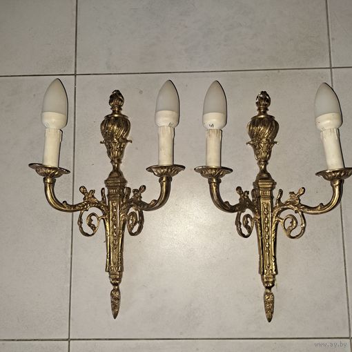 Антикварные бра настенные.  Бронза позолота.