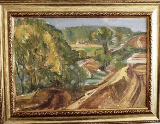 Евсеев В.К;Минск"Логойскийтракт", 1979г.Х/М на картоне. 35Х50 см.