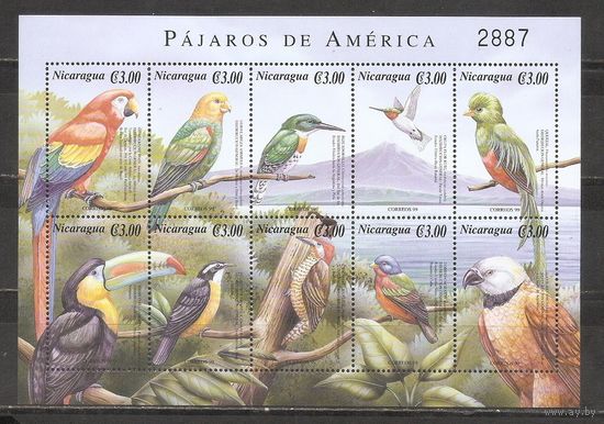 ФФ3 Никарагуа 1999 Птицы перегиб по перфорации