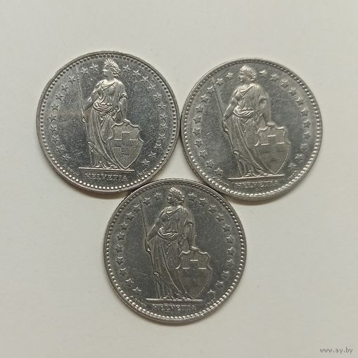 Швейцария 1 франк, 1974 год.1978 год.1986 год