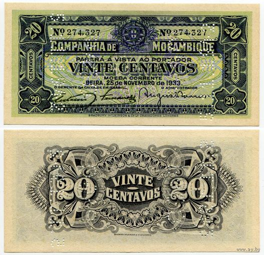 Мозамбик. 20 сентаво (образца 1933 года, R29, UNC)