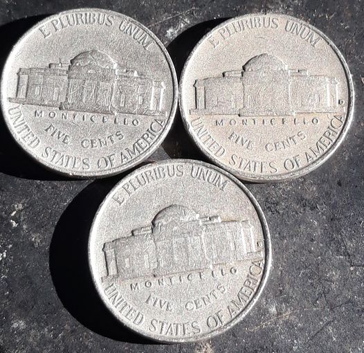 5 центов (никель) США 1941 все три МД P D S