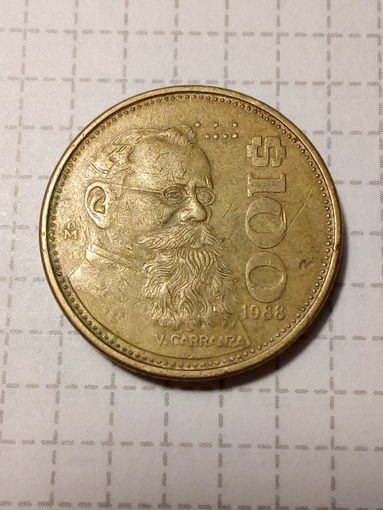 100 песо Мексика  1988 год