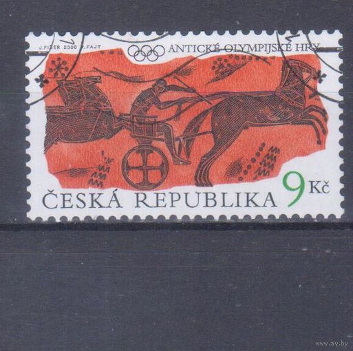 [195] Чехия 2000. Спорт.Античные Олимпийские игры.Лошади на почтовых марках. Одиночный выпуск. Гашеная марка.