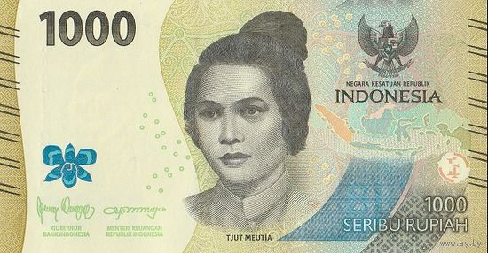 Индонезия 1000 рупий образца 2022 года UNC pw162 серия GAR