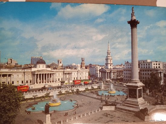 Лондон, Колонна Нельсона, Трафальгарская площадь и Национальная галерея