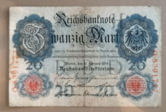 Германия, 20 марок 1914 год, Ro.47b, DEU-41b (