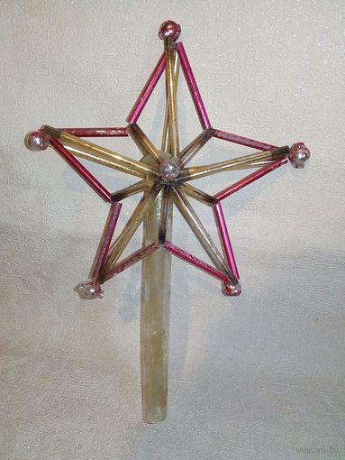 Верхушка на ёлку Звезда стеклярус