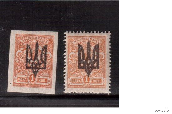 Украина-1919,(Заг.1-1А)  * , Гражданская война, Украинская Держава, Надп. на марках России