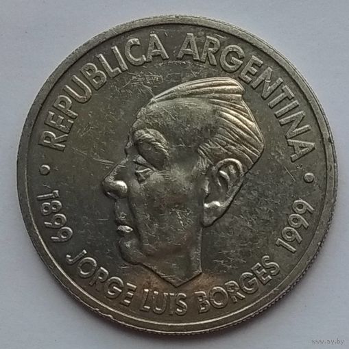 Аргентина 2 песо 1999 г. 100 лет со дня рождения Хорхе Луиса Борхеса