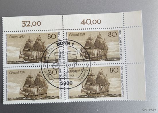 Квартблок первого дня гашения 1983 г ФРГ