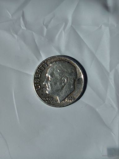 Монета 10 центов 1956 года США