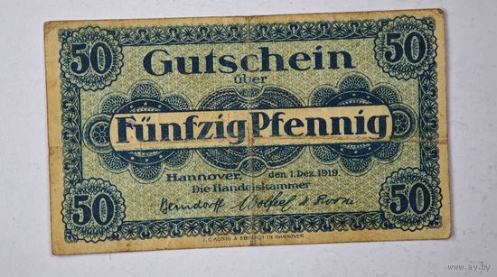 1919 год 50 пфеннигов Германия нотгельд