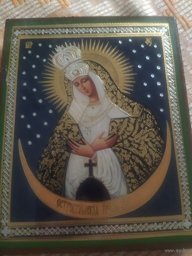 Икона Богородица Остробрамская редкая золочение 16/12
