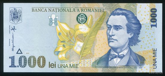 Румыния 1000 лей 1998 г. Р106(2). UNC