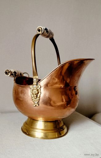 Старинный большой медный зольник, кашпо Франция