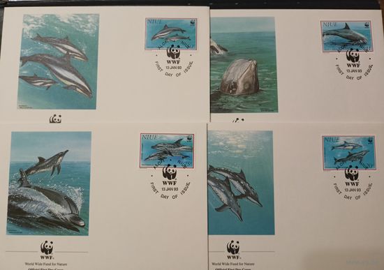 Ниуэ красивые КПД 1993 WWF фонд жикой природы дельфины