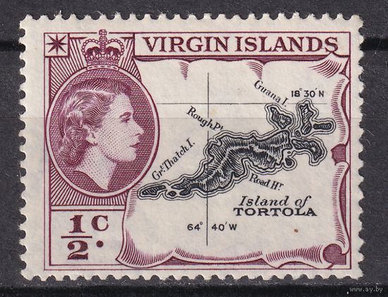 15.BrKCI. Великобритания. Колонии. Виргинские острова. Елизавета II. 1956 г. 1/2C. Mi.#111.
