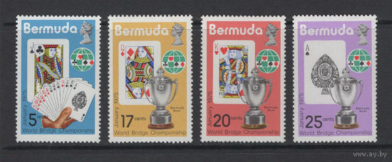 Бермуды 1975 ** Чемпионат мира по бриджу, серия 4 марки, Британские колонии.