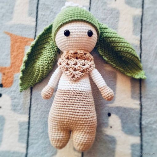 Листоухий заяц Флорри Плюшевая вязаная мягкая игрушка амигуруми интерьер ручная работа handmade кукла