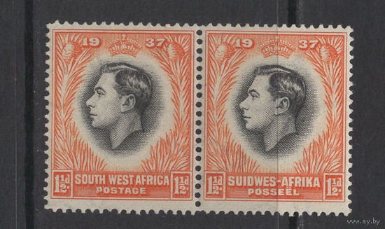 1937 Юго Западная Африка * Коронация George VI, сцепка 2 марки 1,5d