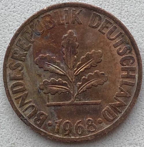 Германия 2 пфеннига 1968 г. D
