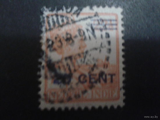 Нидерландская Индия 1921 Колония королева надпечатка 20 на 22 1/2