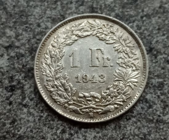 Швейцария 1 франк 1943 год серебро