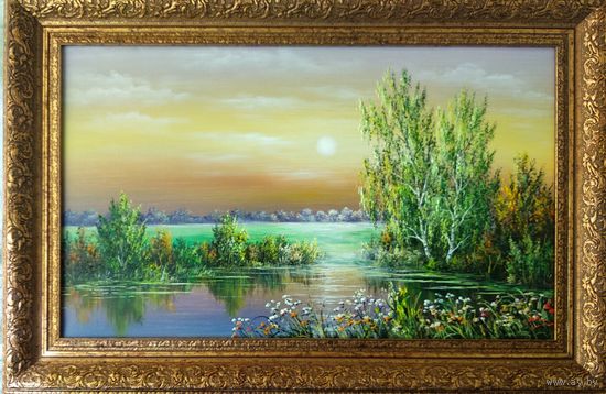 Картина маслом "Тихая заводь"